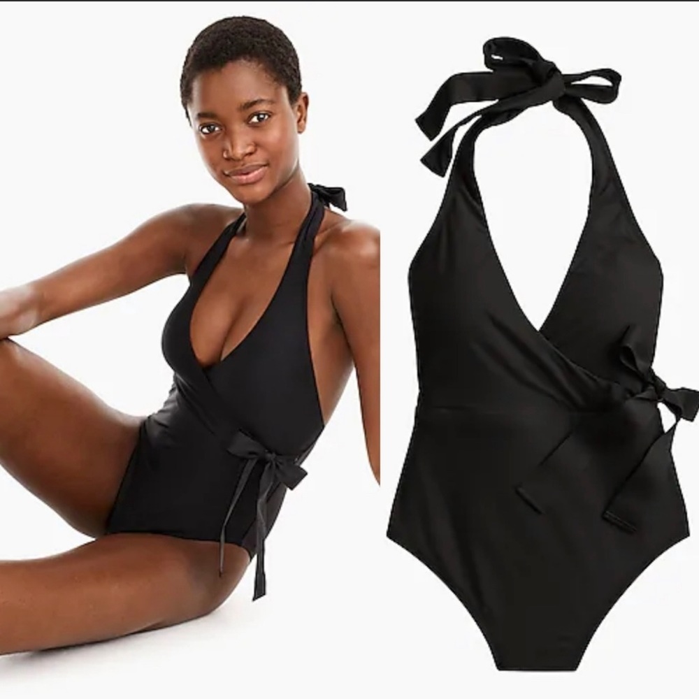 NWT J. Crew Halter Wrap One Piece Swimsuit Size 8